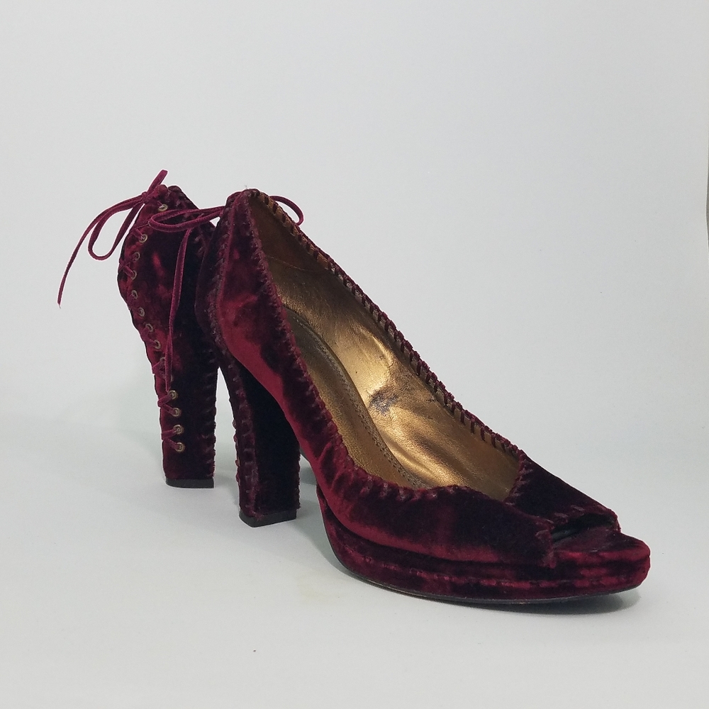J Vincent Velvet Corset Heels Size 8 - Comes With Original Dust Bag